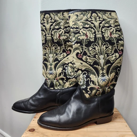 Seychelles Vintage "Pinta" Tapestry Mid Calf Pull On Riding Boot Size 8.5 - Picture 2 of 13
